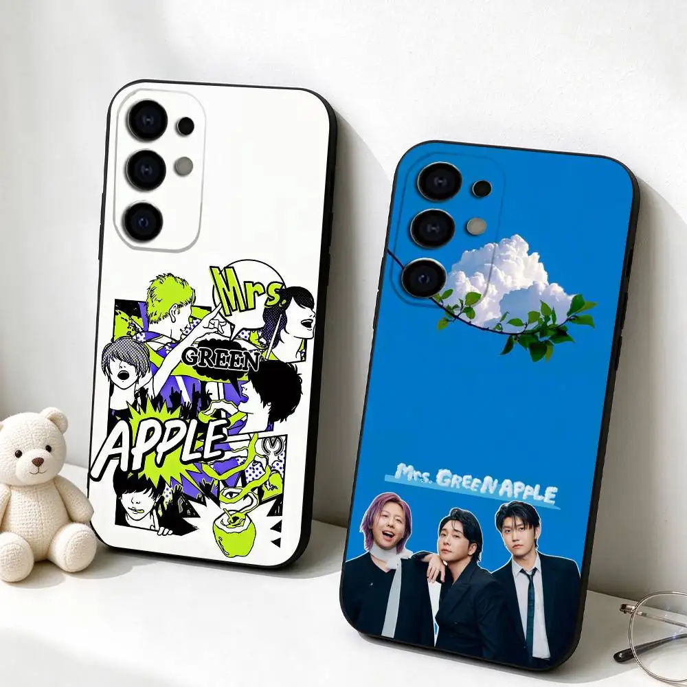 Mrs. GREEN APPLE Fashion Logo  Phone Case Black Silicone Soft For Samsung S26,S25,S24,S23,S22,S21,S30,Ultra,Plus,Fe,Lite Gift