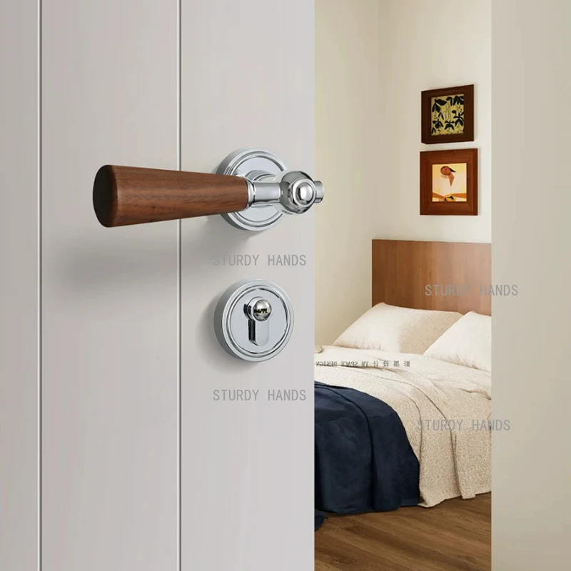 Chinese Style Zinc Alloy Silent Door Lock Bedroom Interior Door Handle Lock Security Mute Door Lock Household Hardware Supplies