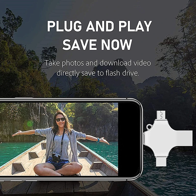 Pamięć USB 3.0 4w1 High Speed 128GB 256GB 512GB OTG Photo Stick Zewnętrzna Pamięć Pendrive do iPhone Android Type-C — zdjęcie produktu 5