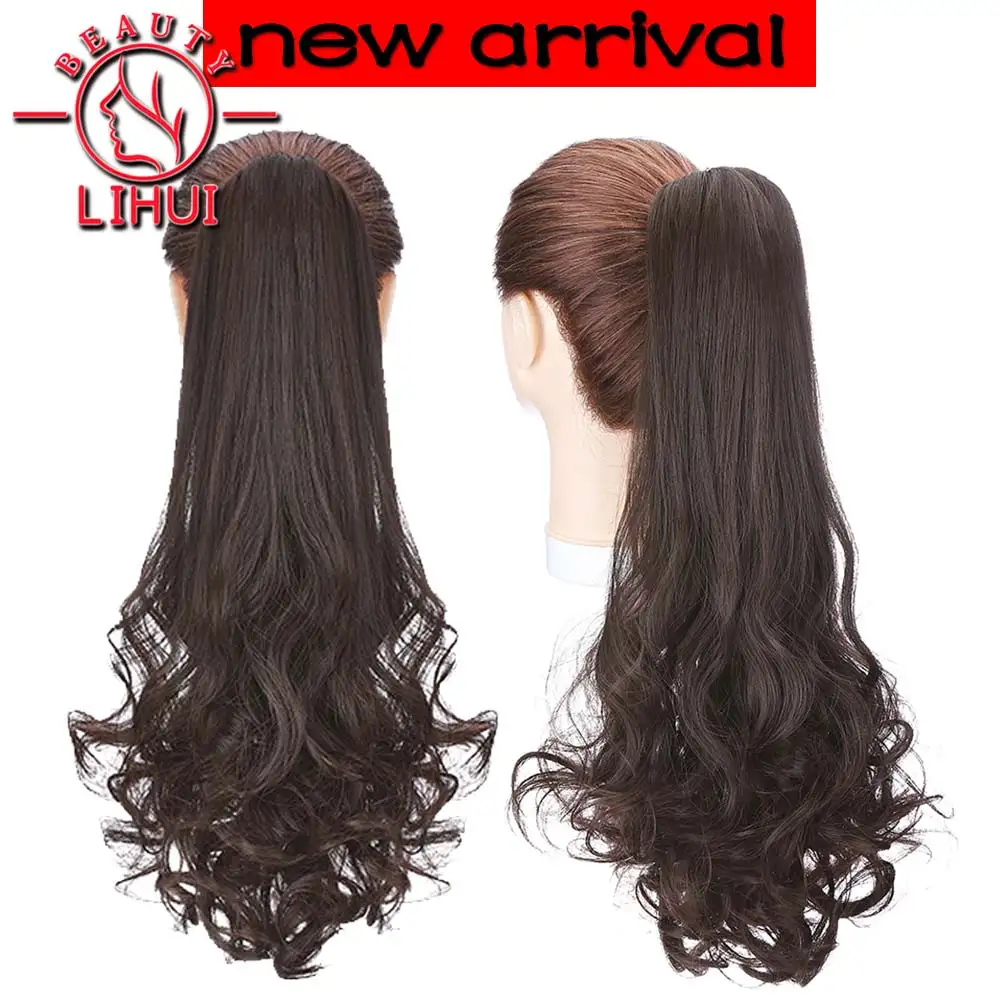 Lihui Synthetische 22Inch Golvend Claw Clip Op Paardenstaart Hair Extension Paardenstaart Uitbreiding Haar Voor Vrouwen Paardenstaart Haar Haarstukje