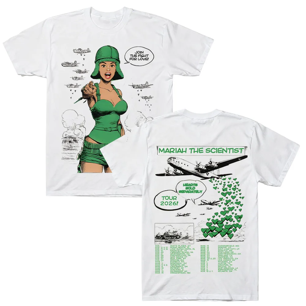Mariah The Scientist Comic Tour Tee Rapper Star Fashion Cotton Tee Shirt Women Men Short Sleeve T Shirt Round Collar Y2K Clothes