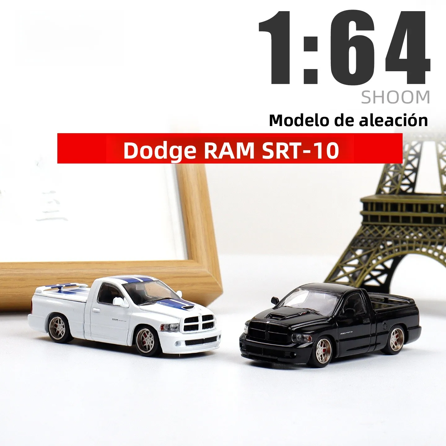 GCD 164 Dodge RAM SRT10 Pickup, Modelo de Coche de Aleación con Ruedas con Rodamientos, Juguete Coleccionable Estático para M...