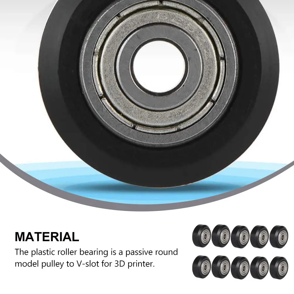 

10 Pcs Plastic Pulley Bearings 25mm Diameter 11mm Thick 5mm Bore V-Shape Wheel Roller Large Size for 3D Printer Accessories