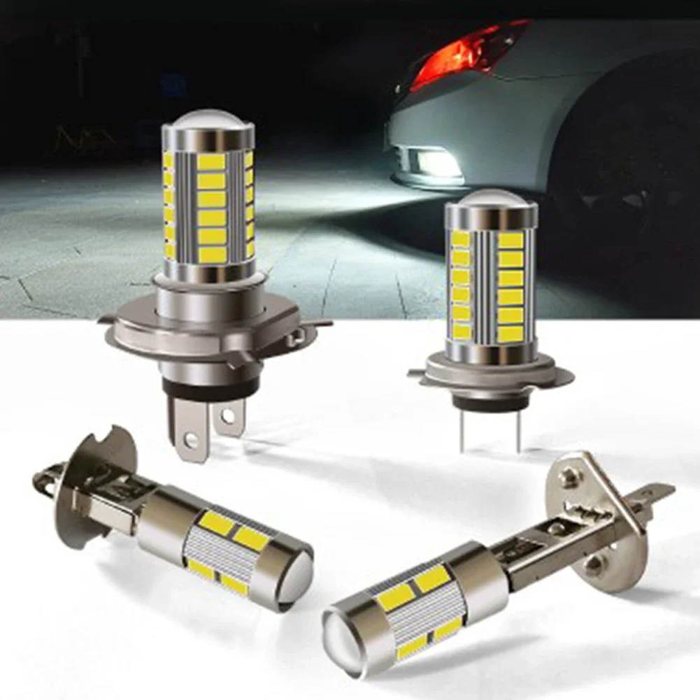 1Pcs H4 H7 H1 H3 Led Car Fog Light Bulbs 5630-33SMD Super Bright LED Headlight DRL Lamp Kit High Low Beam 6000K 12V