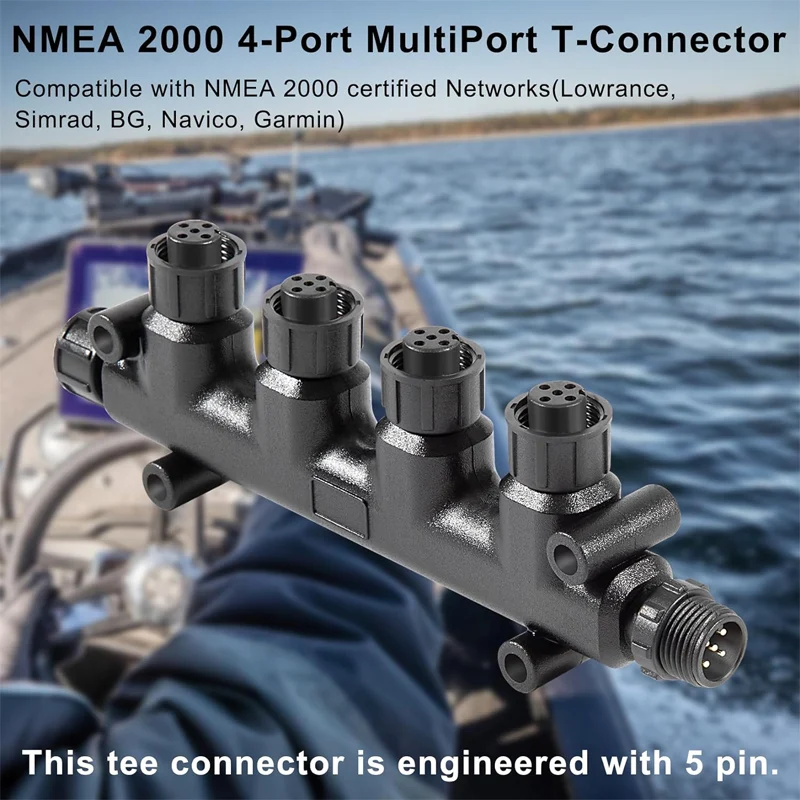 NMEA 2000 (N2k) 4-Port MultiPort (Tee) T-Connector for Garmin Lowrance Simrad B&G & Navico Networks,Replace for 0101107801