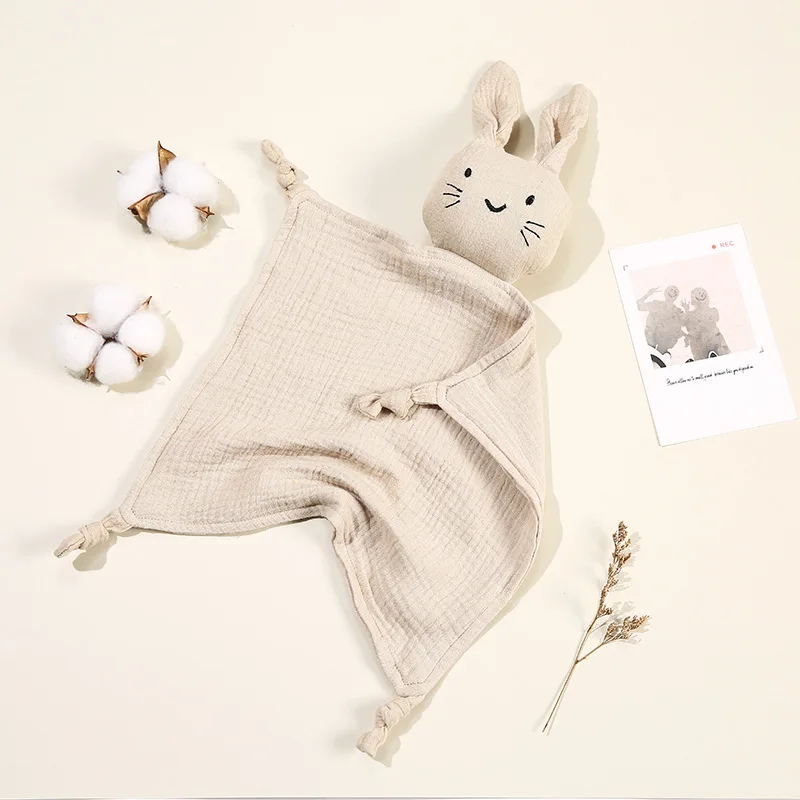 Baby Cotton Muslin Comforter Blanket Soft Newborn Sleeping Dolls Cute Cat Kids Sleep Toy Soothe Appease Towel Bibs Saliva Towel