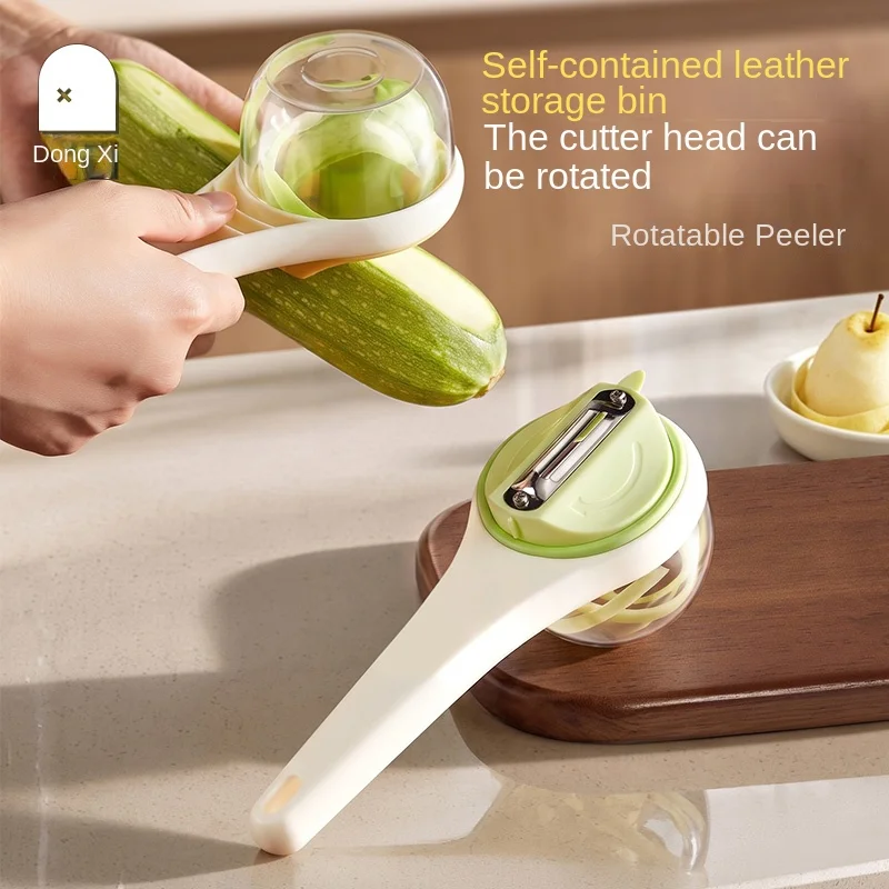 1Pcs New Model of Rotatable Peeler with Built-In Large Capacity Peel Storage Compartment, Multifunctional Peeling Knife, Fruit Peeling Tool, Non-Slip, Suitable for Peeling Fruits and Vegetables