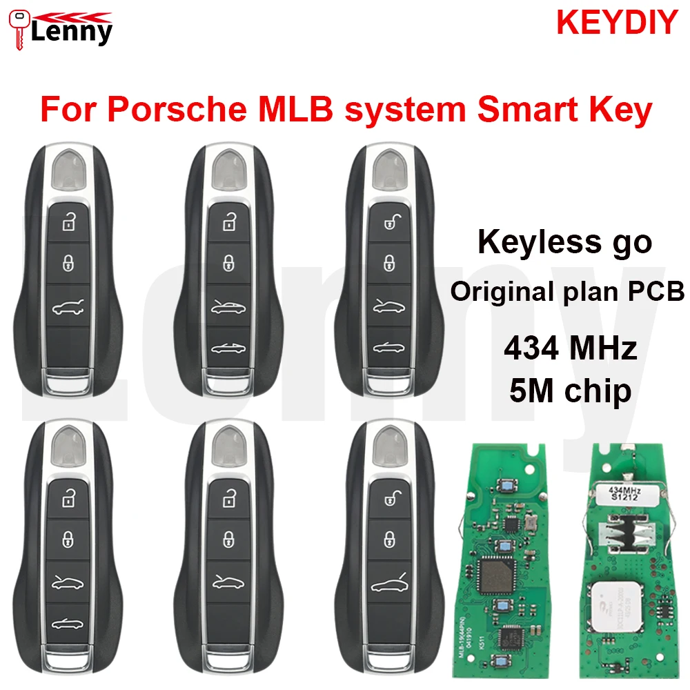 Lenny For Porsche Cayenne Taycan Panamera 911 MLB System Car Smart Key KEYDIY Original Plan Board with Logo MLB19 434MHz 5M-Chip