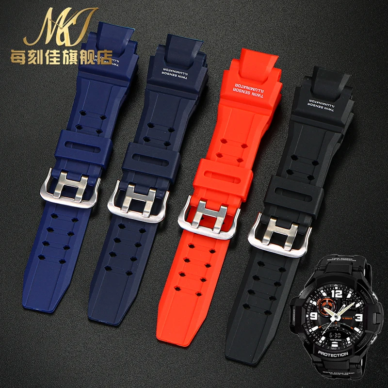 Sport Silicone Bracelet For Casio GA-1000 1100 GW4000 G1400 GW-A1000 Rubber Watchband Watch Strap Blue Orange men's Accessories