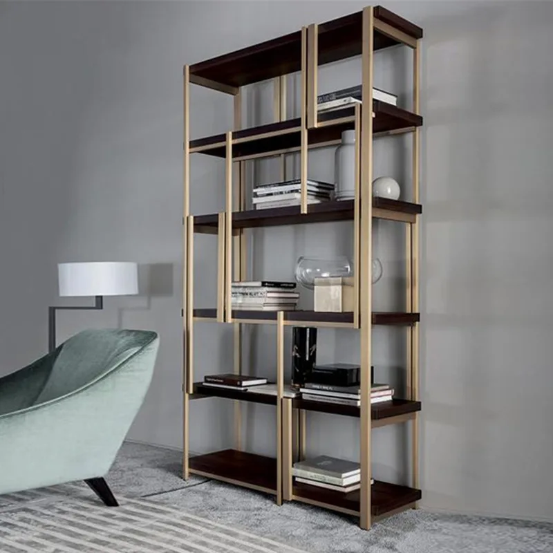 metal bookshelf Nordic simple floor-to-ceiling multi-layer office display Living room partition shelf Decorative rack