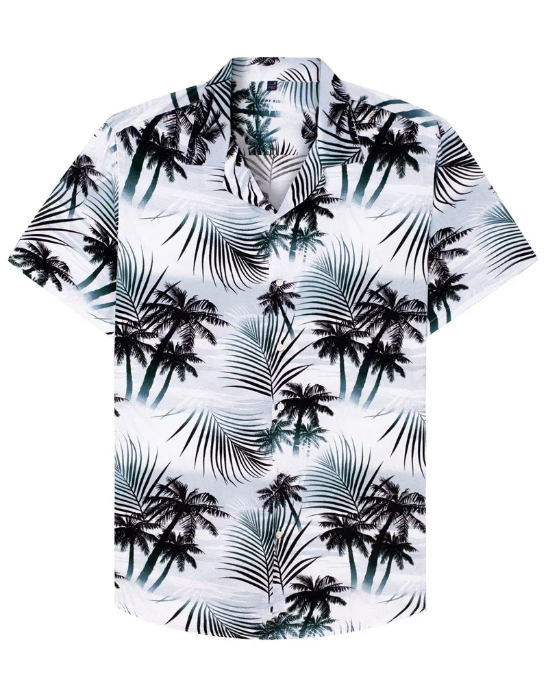 2024 Summer Fashion Coconut Tree Men\'s Hawaiian Shirt Short Sleeve Button 3D Printed Casual Beach Aloha Shirt Plus Size 6XL Homb