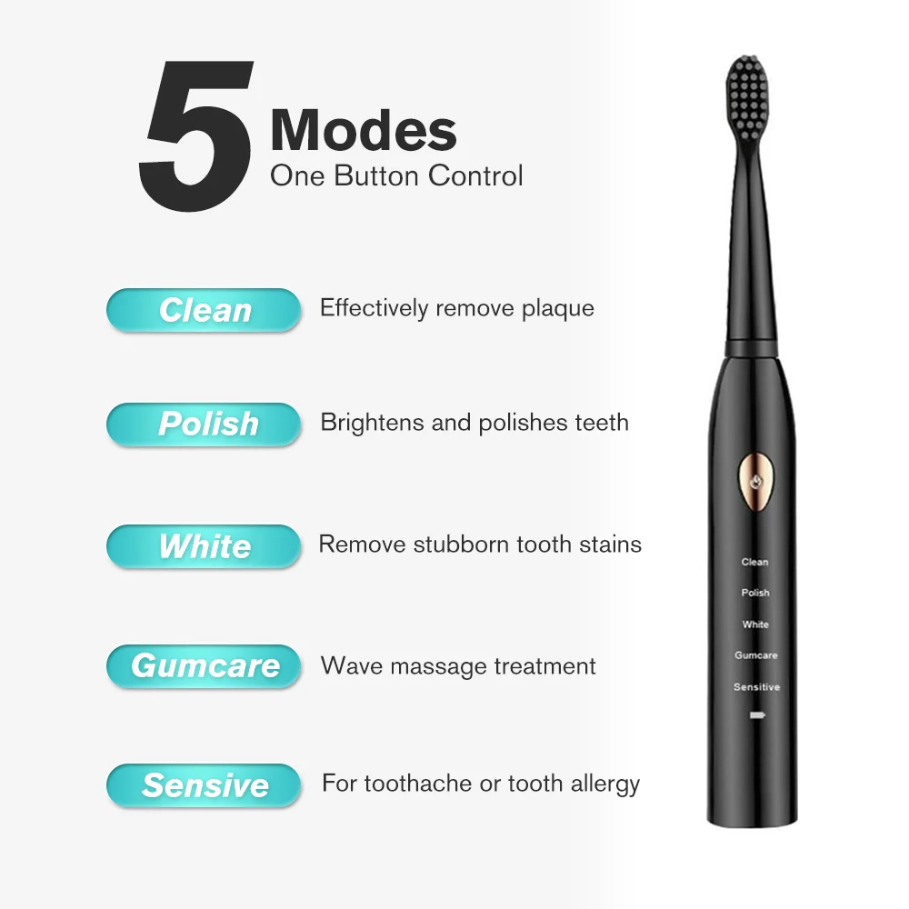 Electric Toothbrush Men Women Couple Houseehold Whitening IPX7 Waterproof Sonic Toothbrush Ultrasonic Automatic Tooth Brush J209