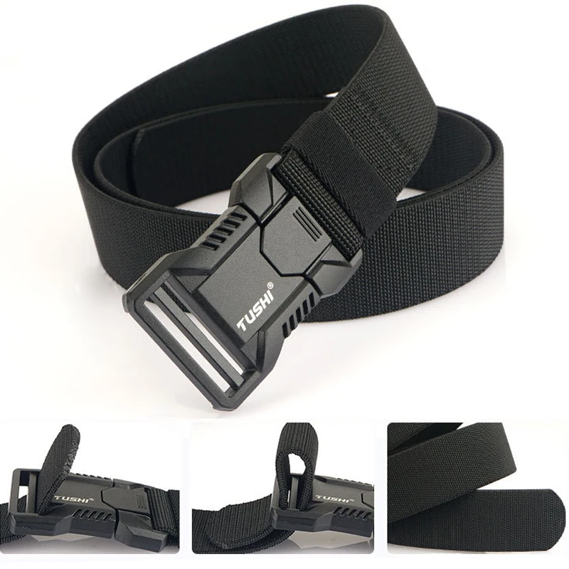 Metal Automatic Buckle Canvas Men Belt Thick Nylon Jeans Pants Belt Casual Outdoor Multifunctional Tactical Designer Male Belts