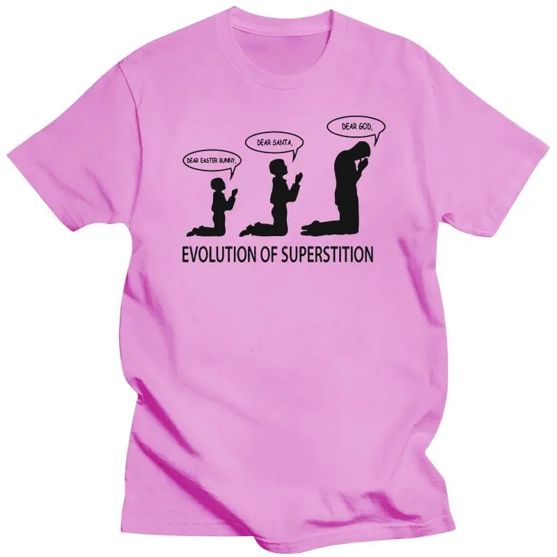 2022 Superstition Evolution - Mens Funny Atheist T-Shirt Atheism Printing Apparel? Tee Shirt