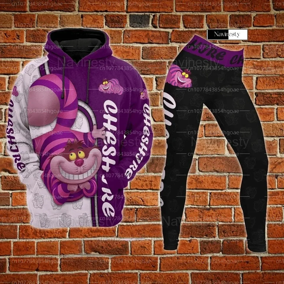 Summer New  Cheshire Cat Hoodie Women\'s Hoodie Set Yoga Pants Sweatpants Women\'s Disney Yoga Hoodie Leggings Fashion Tracksuit