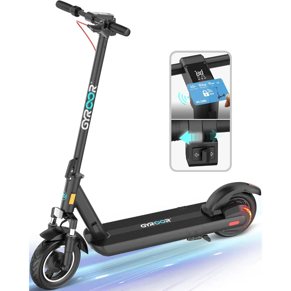 

Electric Scooter Adults with Dual Shock Absorbers Up to 31 Miles 18.6Mph,Turn Signal 500W Motor NFC Safety Lock