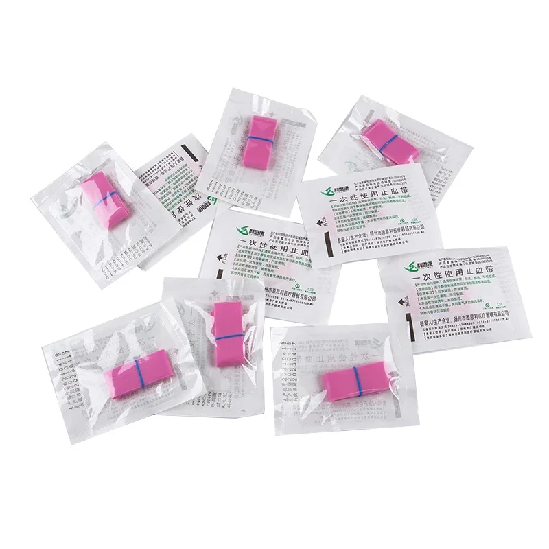 

10strips Pre Cut Pink Elastic Belt Disposable Tourniquet First Aid Kit Product Medical Rubber Tourniquet Disposable Tourniquet
