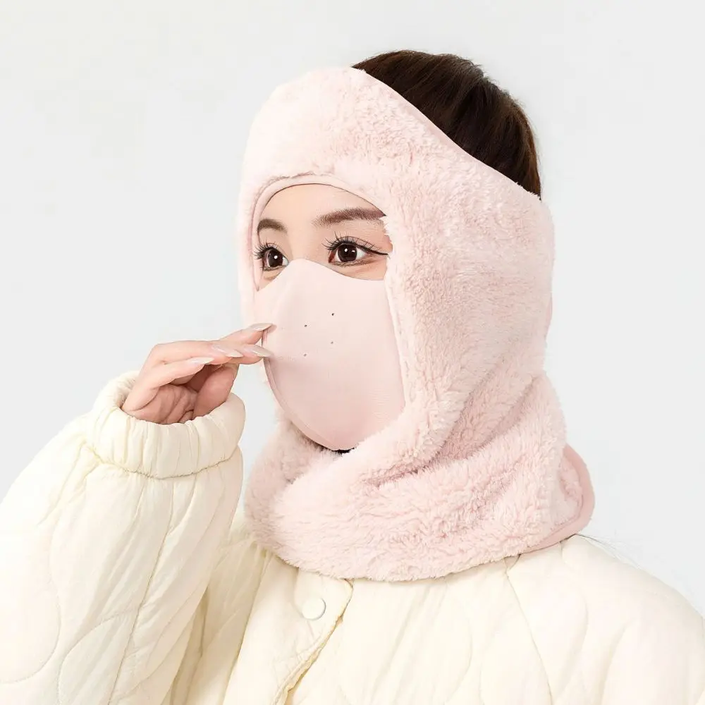 Winter Warm Face Mask Thickened Fabric Soft Material Face Mask with Ear Covers Plush Built in Ear Covers Anti Freeze Earmuffs