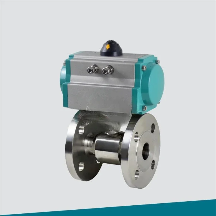 Pneumatic Sanitary Flanged Ball Valve WQ41F-10P-DN32 Double Function