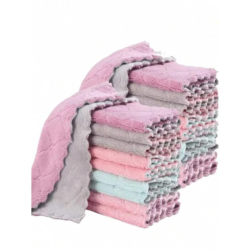 

10pcs Super Absorbent Microfiber Cleaning Cloths - Random Colors, High-Efficiency Kitchen & Bathroom Towels For Household Use