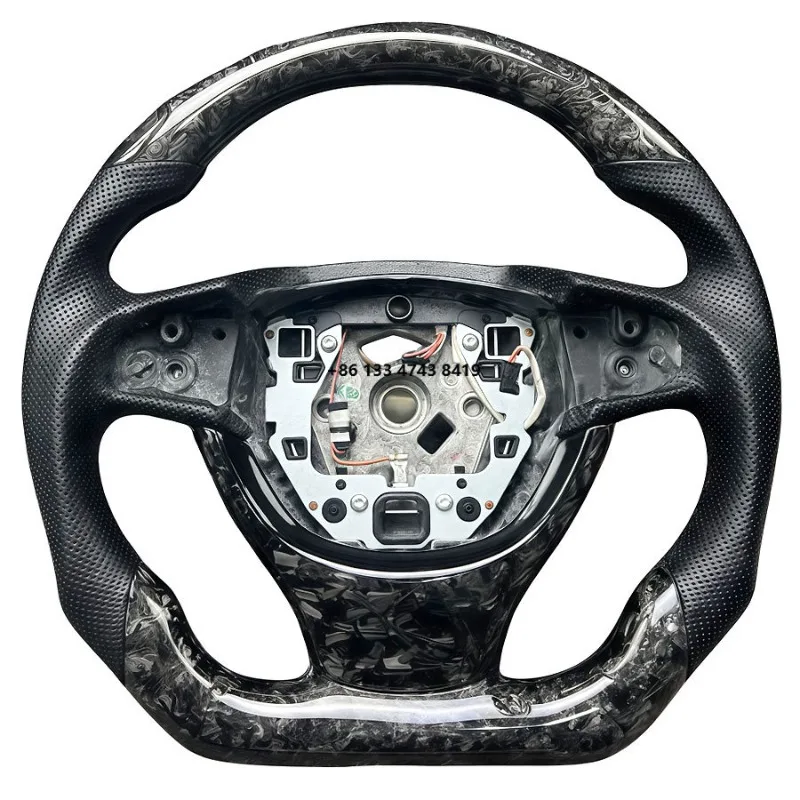 

Fits 3/5/7 Series 2010-2016 F10 F18 GT 525 530 Leather Forged Carbon Fiber Sport Style Steering Wheel with Customized Stripe