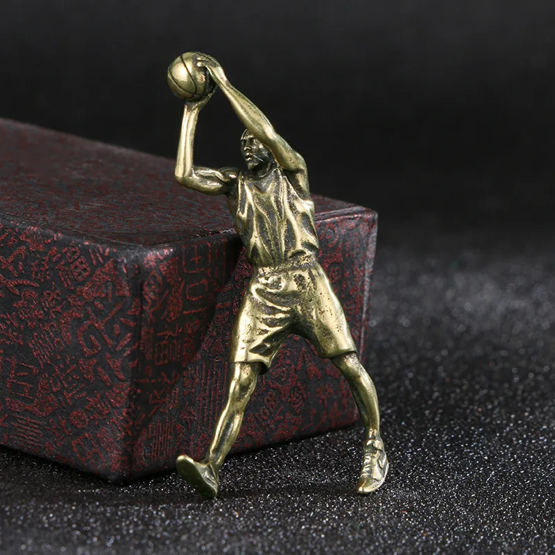 Basketball Player Metal Figurine Desk Decoration Shoot At The Basket Brass Bedroom Decoration Ornaments Keychain Pendant