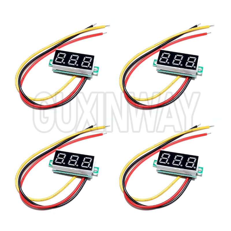 4 ชิ้นมินิดิจิตอล DC โวลต์มิเตอร์ 0.28 นิ้ว 2 สาย 2.5 V-30 V มินิดิจิตอล DC โวลต์มิเตอร์เครื่องทดสอบแรงดันไฟฟ้าเมตร 4 สี