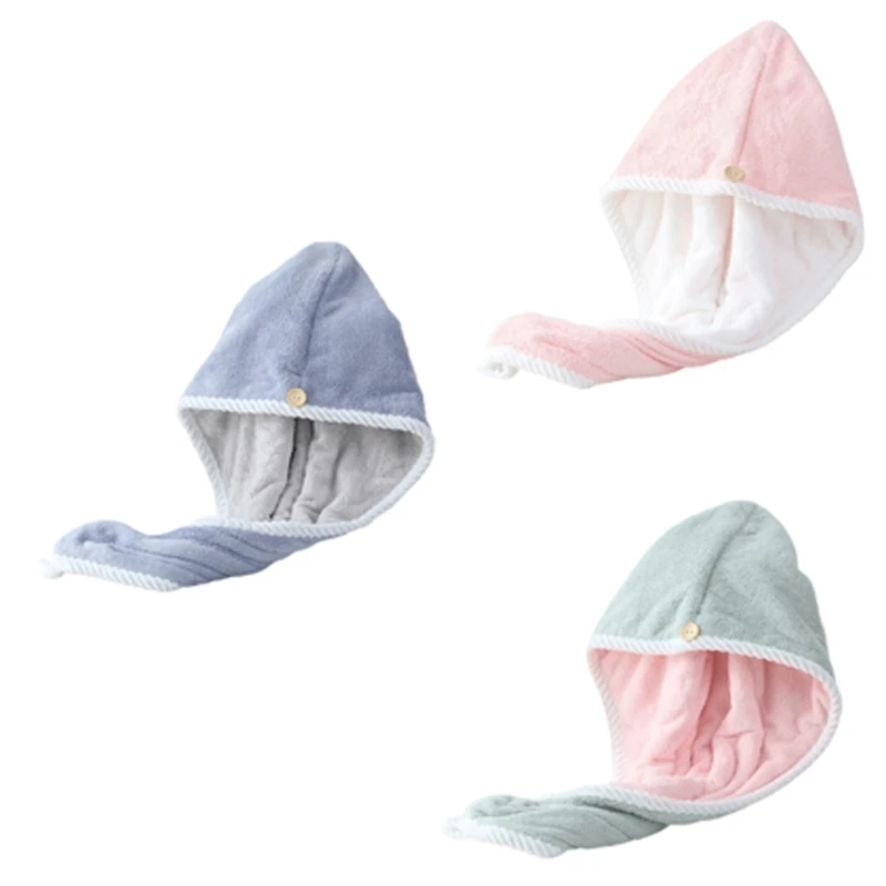 Luxurious Corals Fleece Hair Wrap Hair Drying Caps for Fast Drying and Hair Protections Button Closure Drying Towel