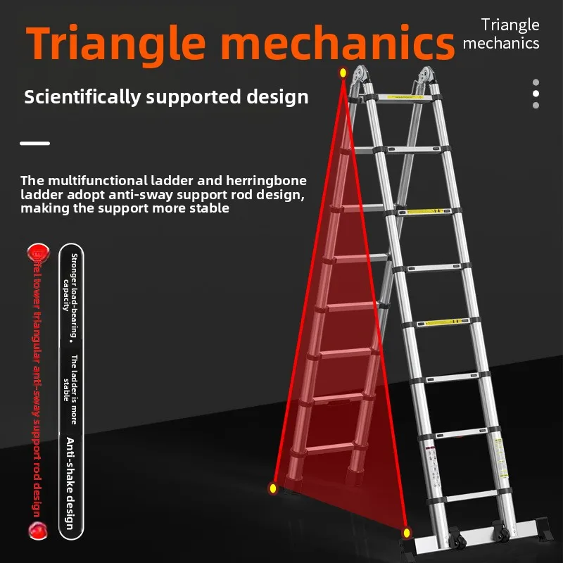Firm Household telescopic ladder herringbone ladder aluminum alloy folding thick staircase escalator