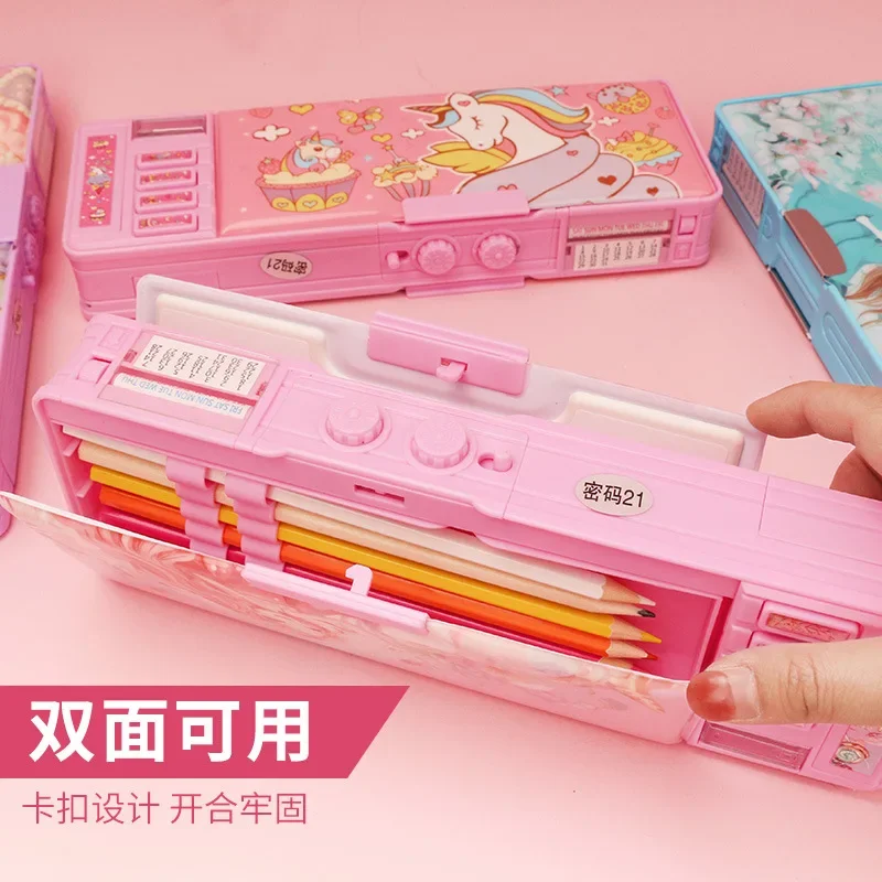 Password Lock Pencil Case Multifunctional High Tech Stationery Box Large Capacity Portable Pen Box School Supplies