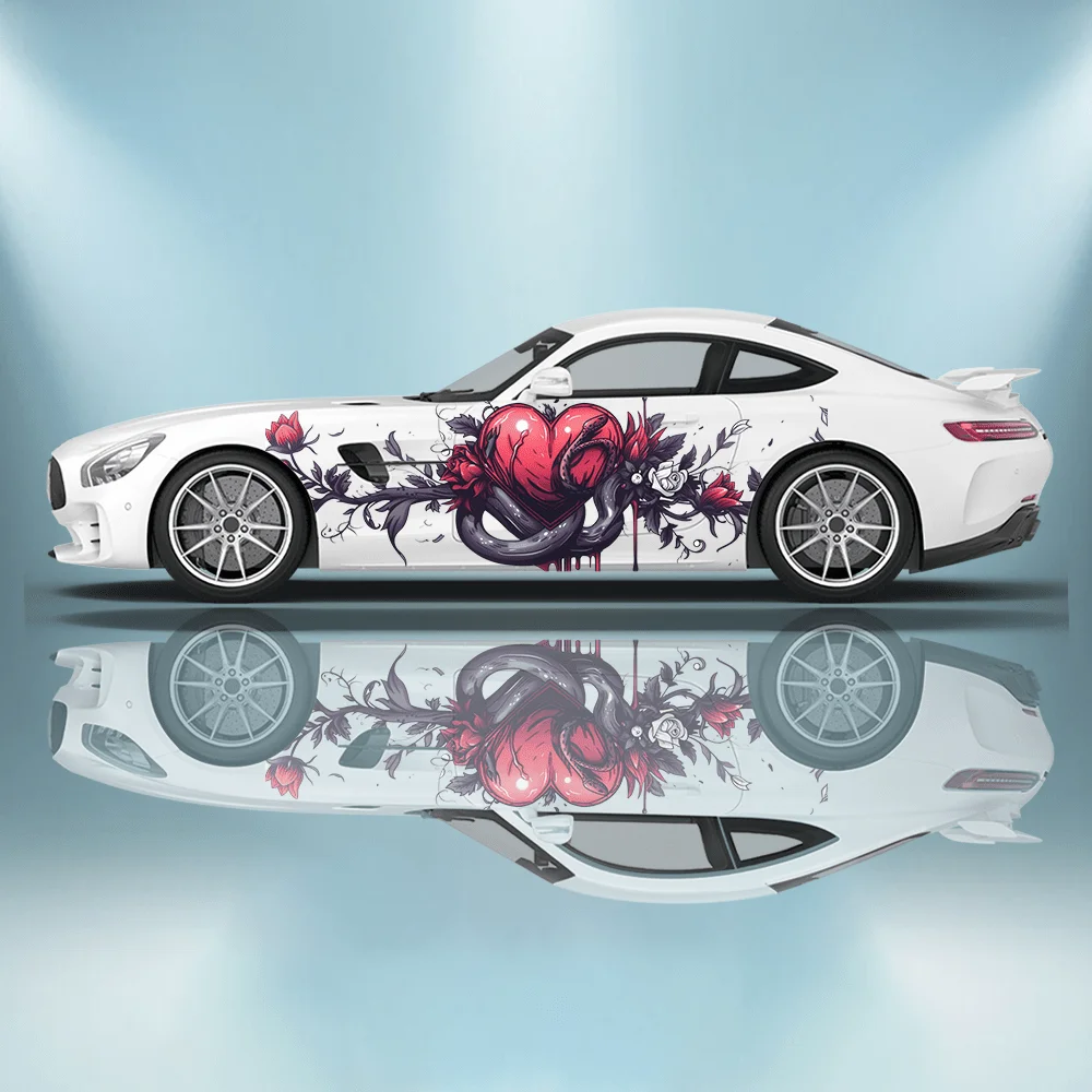 

Snake Wrapping A Red Heart Car Side Sticker Decoration Protection, Waterproof Self-adhesive Decal Auto Accessories Wrap Cover