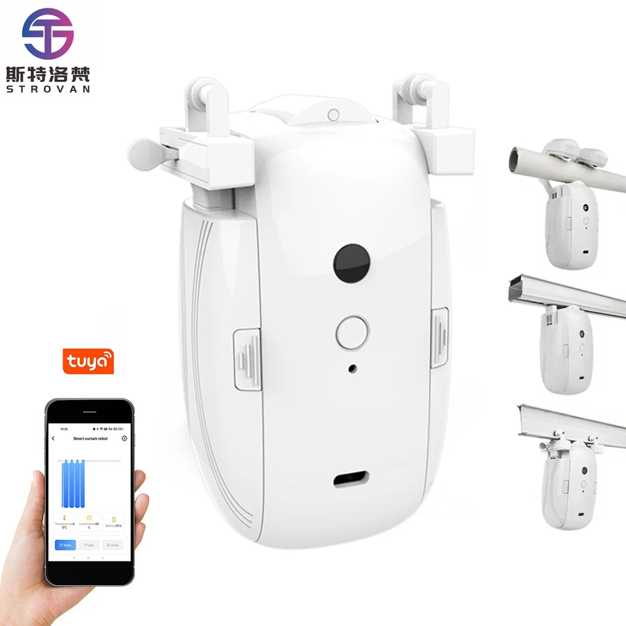 STLF Tuya منتجات المنزل الذكي بلوتوث قضيب الستارة الكهربائية والسكك الحديدية صوت واي فاي اللاسلكية التحكم عن بعد فتاحة الستار التلقائي #1
