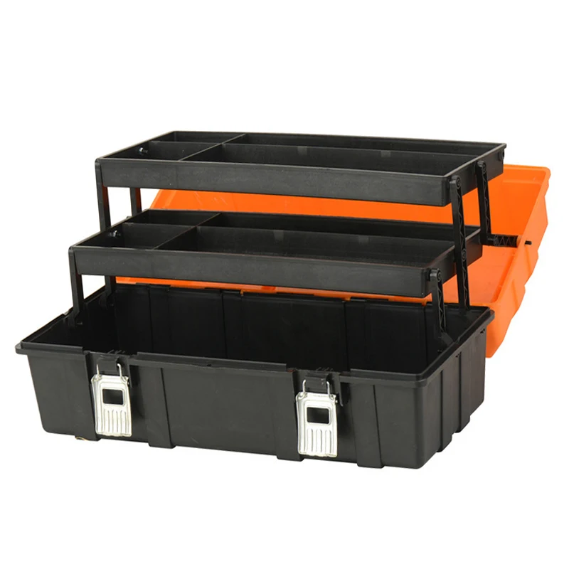 

1Pcs 17/21 Inch Plastic Tool Box 3 Layer Folding Hardware Tool Box Industrial Grade Household Hammer Plier Screwdriver Tool Case