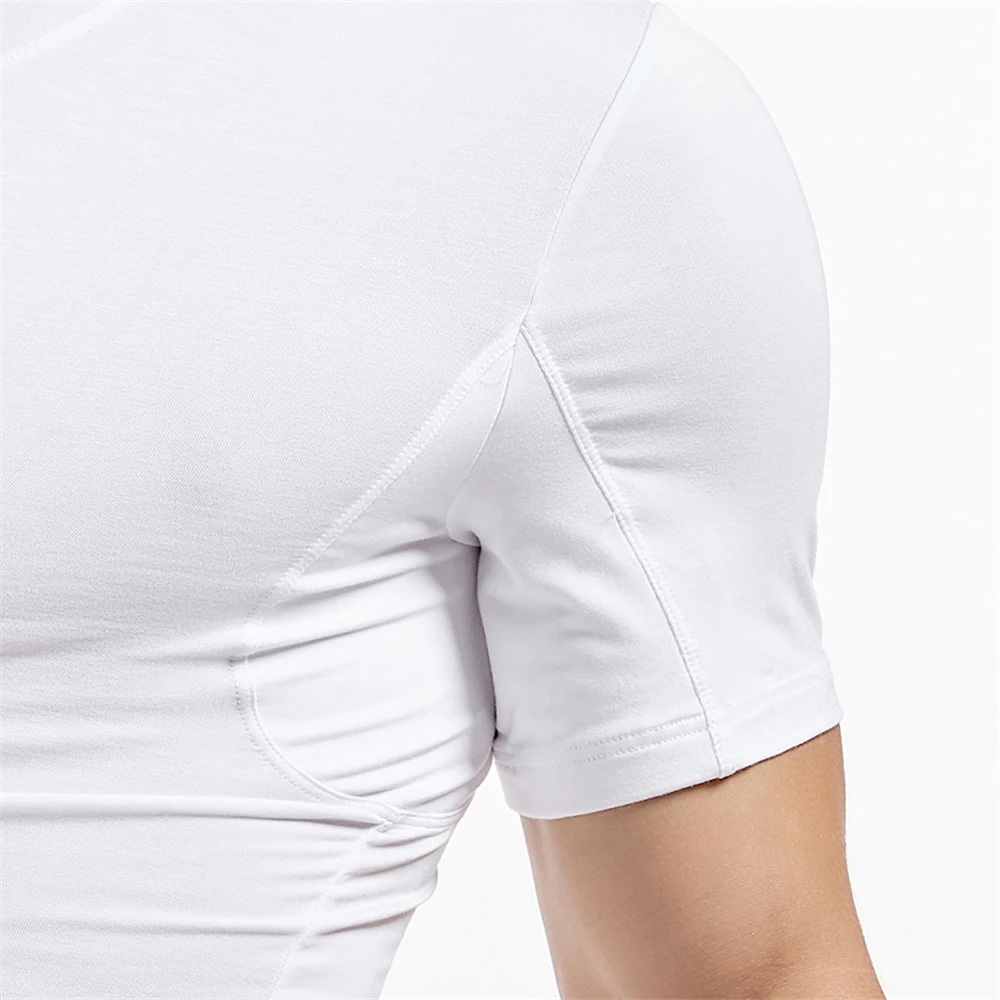 Men's Sun Protection Shirts V Neck Short Sleeve T-Shirt Quick Dry Swim UV Shirt Summer Bodybuilding Workout Muscle Tee Shirts