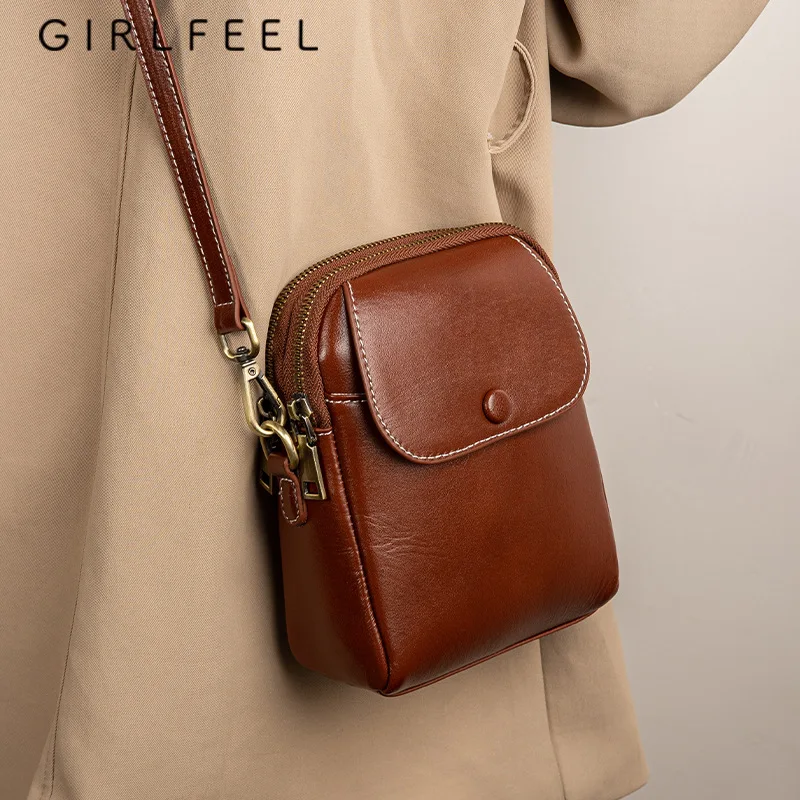 

Женская сумка из натуральной кожи, вертикальная квадратная откидная крышка, хранилище для мобильного телефона, ретро-сумка через плечо, сумка на одно плечо