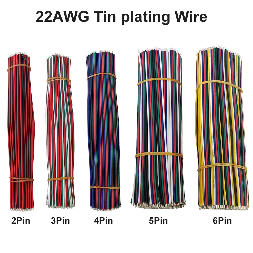 5PCS-100PCS 22AWG Tin-Plated Welding Wire 2Pin 3Pin 4Pin 5Pin 6Pin 10cm-30cm Solder Cable Copper Wire for LED Strip