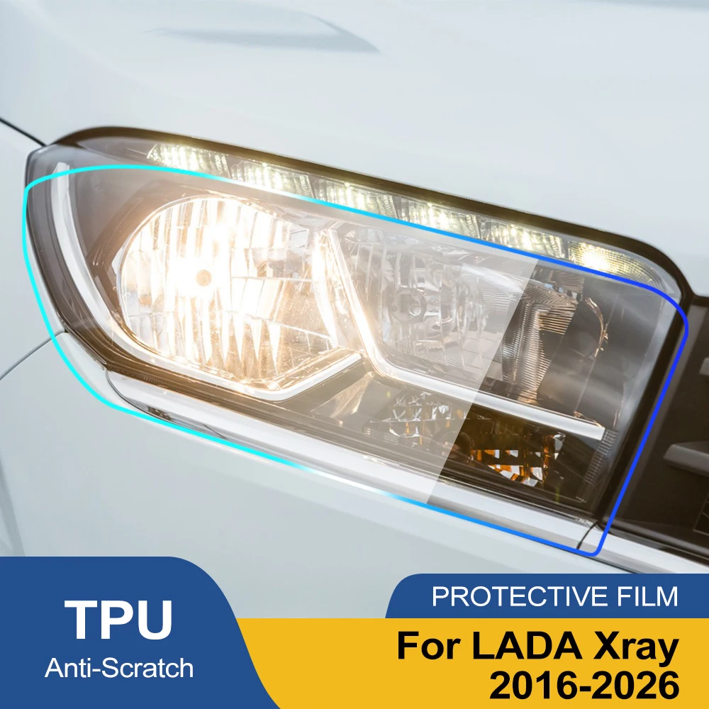

For LADA Xray 2016-2026 Premium TPU PPF High-Gloss Smoke Black Pre-Cut Headlight Cover Anti-Scratch Protective Vinyl Wrap Kit