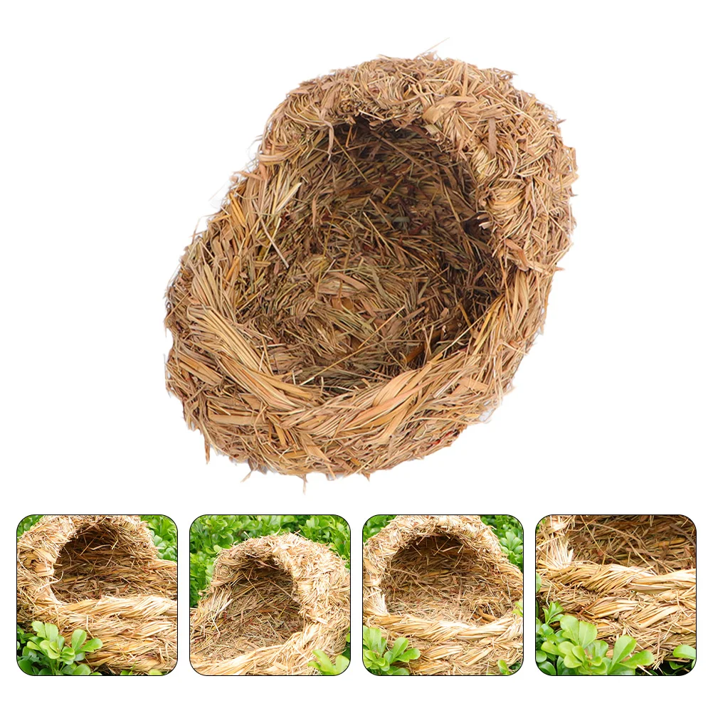 

1pc Nest Grass Woven Bed For Rabbit Hamster Cat Durable Straw Natural Sleeping Bed Pet Supply