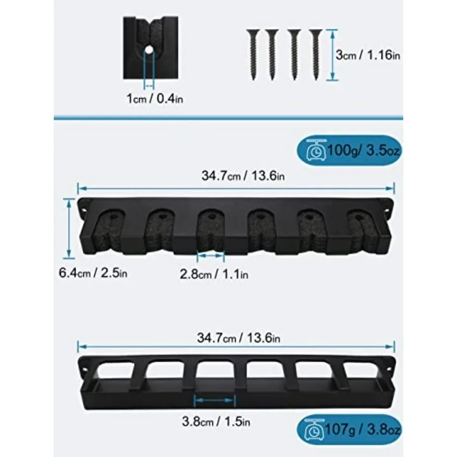 Horizontal Fishing Rod Rack Holders Wall-mounted Fish Pole Holder for Garage and Boat 6-Rod Storage Racks -1 Pair Rod Holder Ro