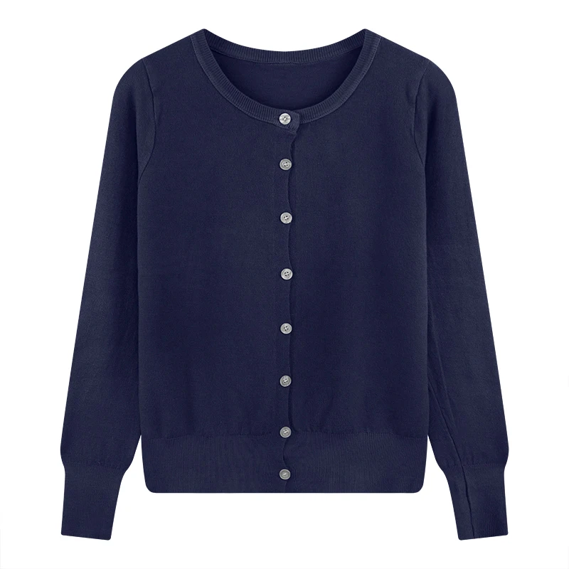 

Women Autumn Winter Casual Soft Waxy Knitting Cardigan Korean Style Single-Breasted Sweater Solid Long Sleeve O-Neck Loose Tops