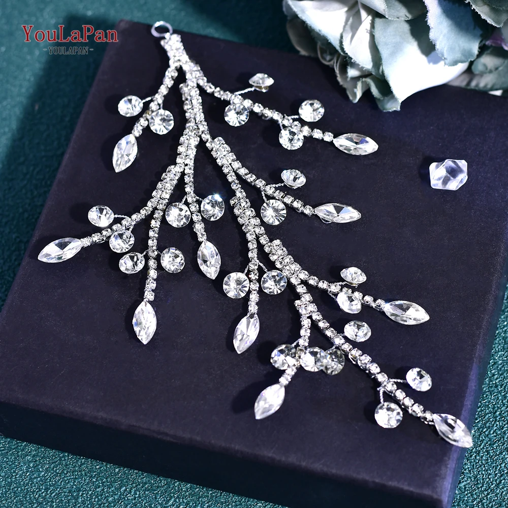 

YouLaPan Bride RhinestoneHeadpieces Wedding Hair Accessories Handmade Rhinestone Leaf Shape Headwear Princess Head Jewelry HP816