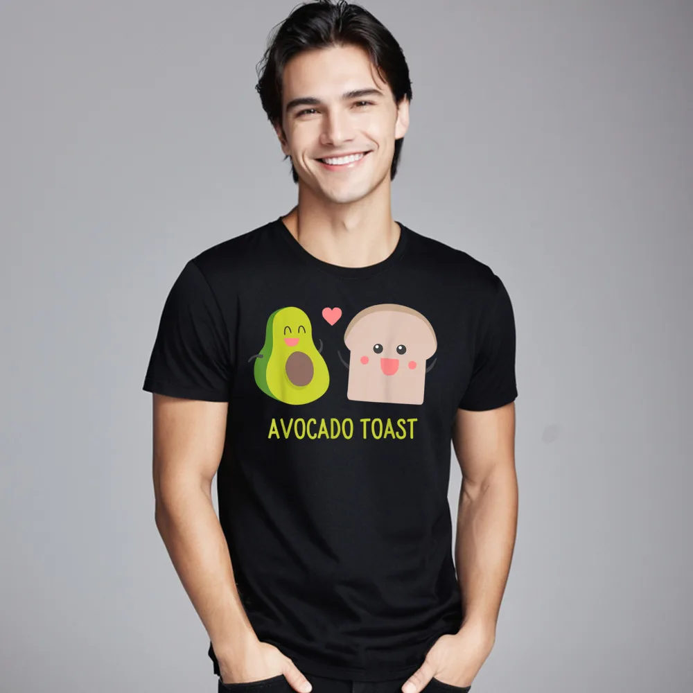 Camiseta de aguacate tostado para hombre, camisa divertida de algodón con cuello redondo, manga corta, día de año nuevo Normal