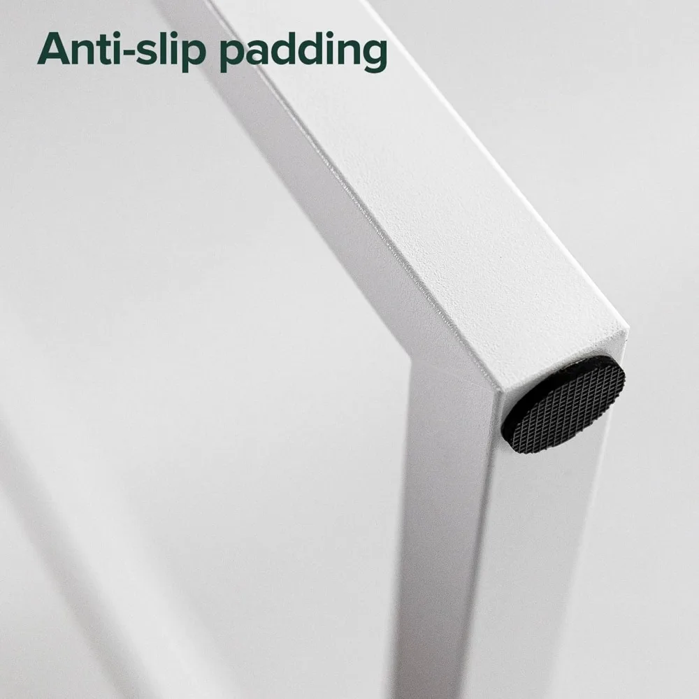 مكتب بإطار أبيض مقاس 55 بوصة: محطة عمل كمبيوتر متعددة الاستخدامات وطاولة طعام لسهولة التجميع مع مظهر طبيعي