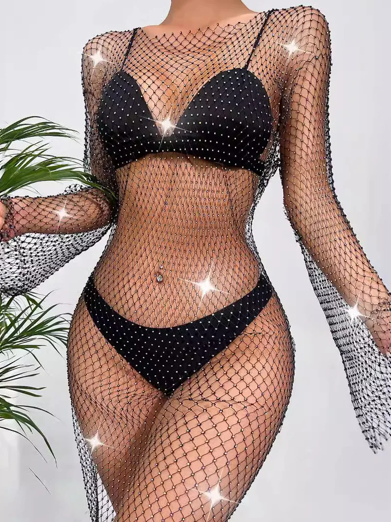 Sexy Long Sve Bodycon Dr Net Finet Club Sle Women's Summer Faion Thin Belt Loose Waist European Sle round Ne