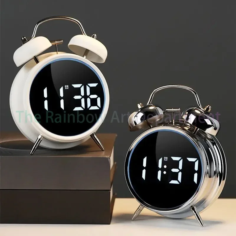 Large Volume Alarm Clock Bedroom Special Strong Wake Up Clock Students with Metal Bell Rings Simple Household Desktop Decoration