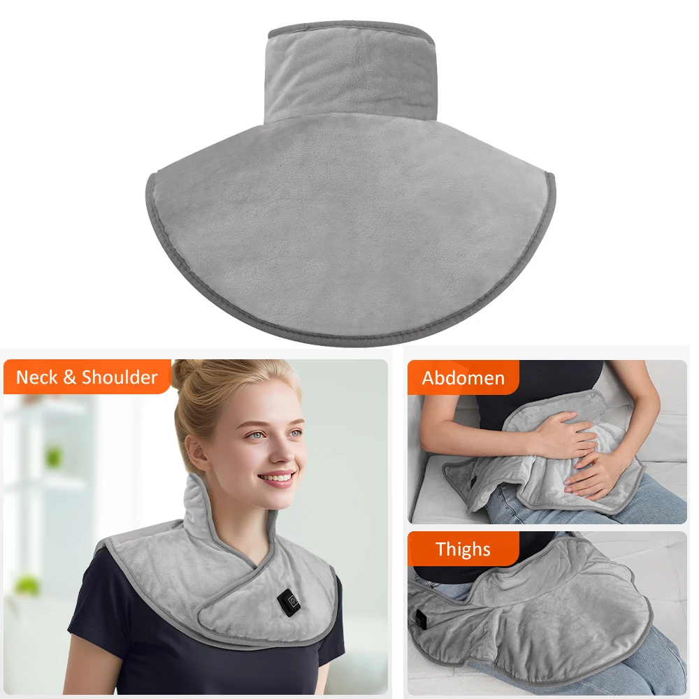 Almohadilla calefactora eléctrica para hombros y cuello, chal calefactable de 3 niveles, envoltura Cervical, manta de compresión térmica, calentador de hombros y espalda para invierno