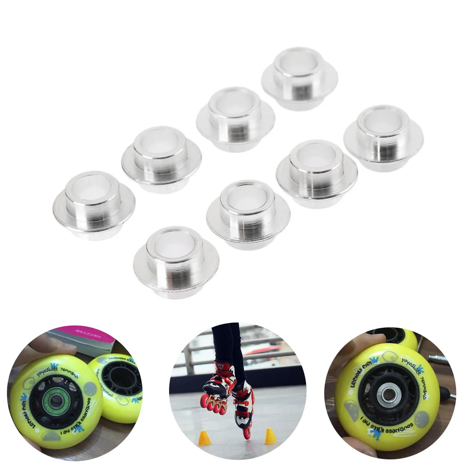 gohantee Skate Wheel Accessories 8PCS Aluminium 8mm Skate Bearing Bushing Spacers for Standard