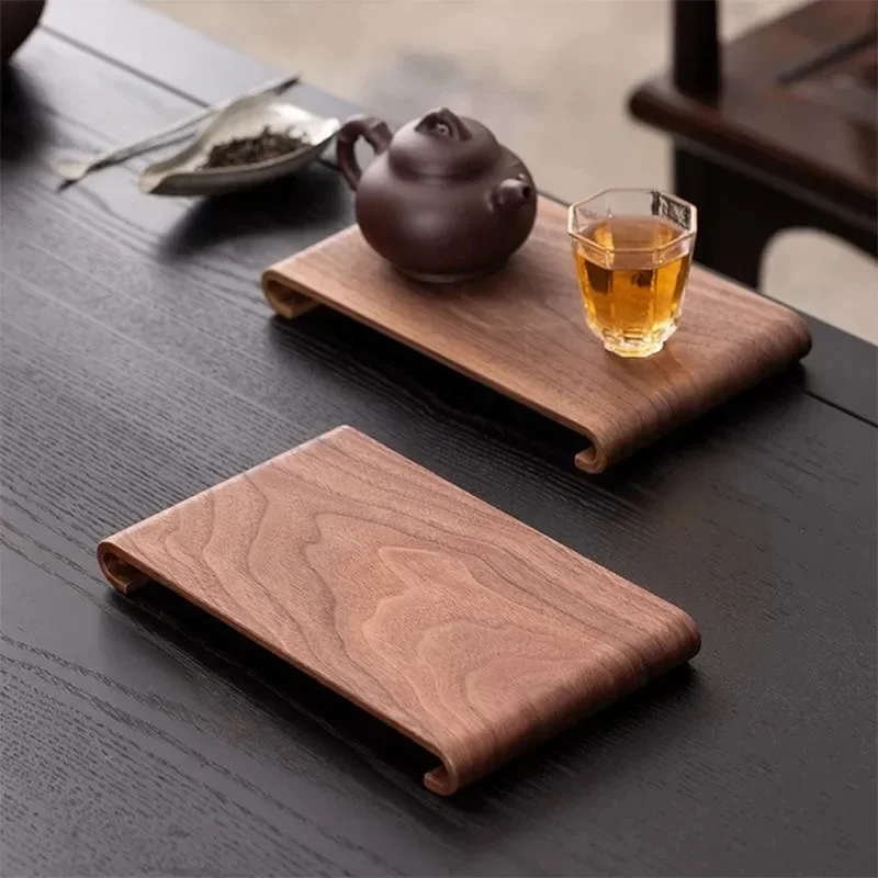 

2026 New Rectangular Wooden Desktop Display Rack Hotel Home Coffee Table Decorative Plate Retro Style Heat-resistant Thick Tray
