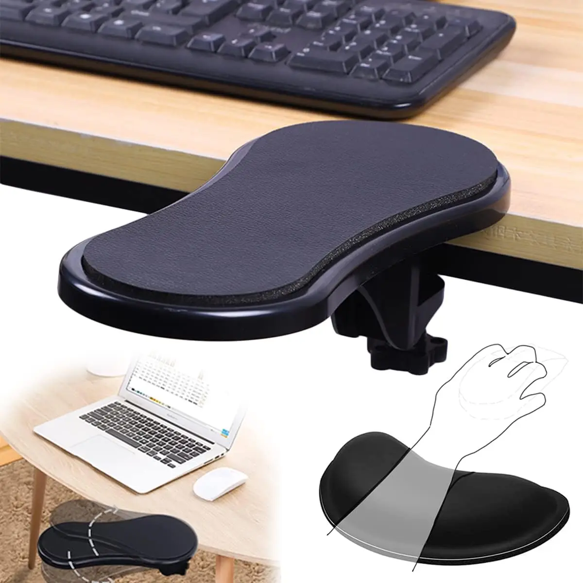 1/2pcs Ergonomic Arm Rest Extender for Desk, Reduces Wrist & Shoulder Pressure, Clamp-On Design,  Adjustable Support Pad/