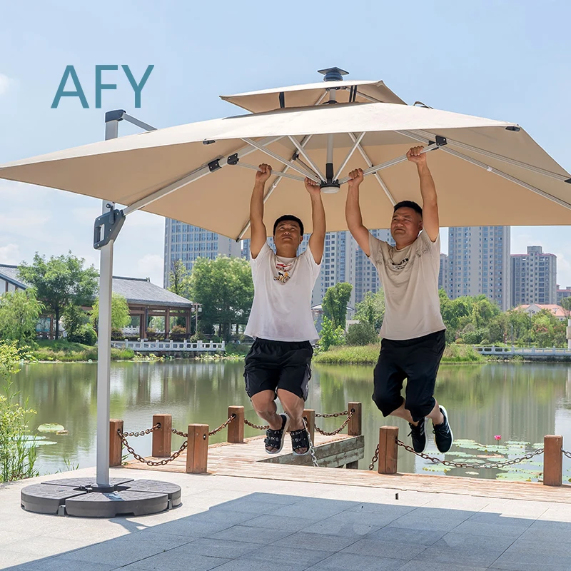 Outdoor Parasol for Villa Garden Balcony Awning Stand Large Roman Umbrella Sun Shade Canopy UV Protection Weather Resistant